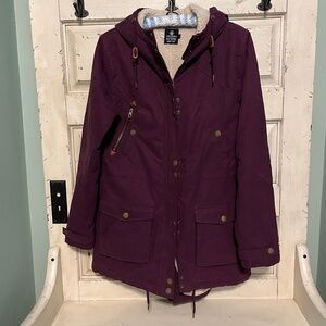 Volcom Walk on By Women's Maroon Hooded Parka Size L [14]